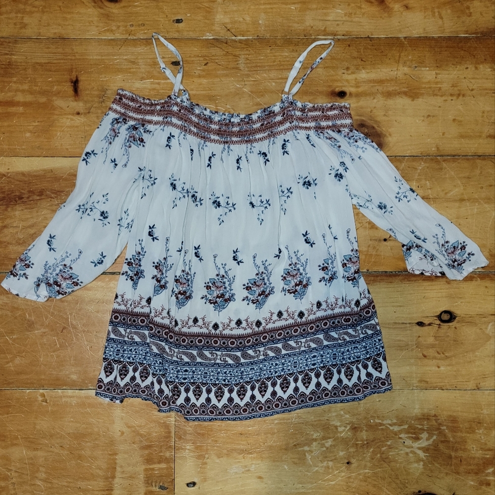 Rewind Off the Shoulder Floral Flowy Shirt Size M